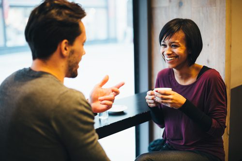 Tips for Dating Someonea in Recovery - couple having coffee