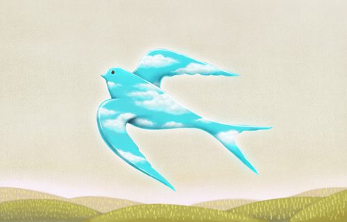 illustration bird flying away - freedom concept - toxic relationships