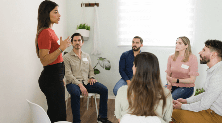 People at a meeting.