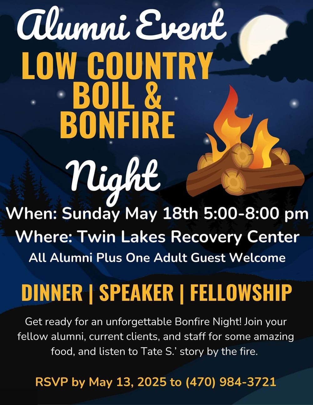 alumni event- low country boil and bonfire