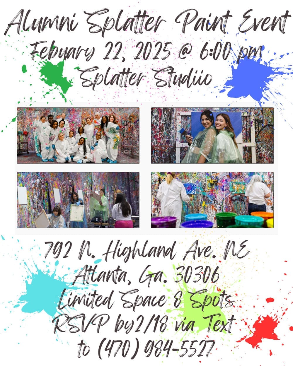 alumni event - splatter paint
