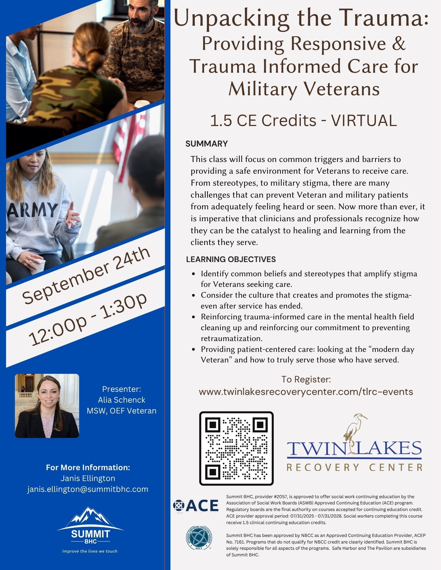Unpacking the Trauma: Providing Responsive & Trauma Informed Care for Military Veterans